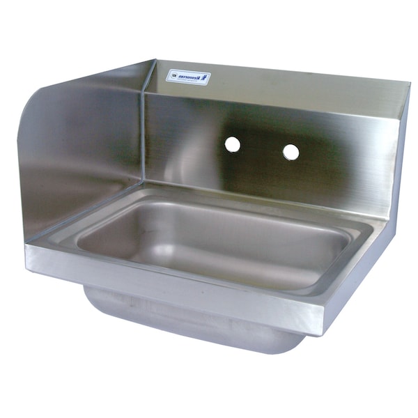 Bk Resources Hand Sink Stainless Steel W/ Left Side Splash 1-7/8" DR 2 Holes BKHS-W-1410-LS - main